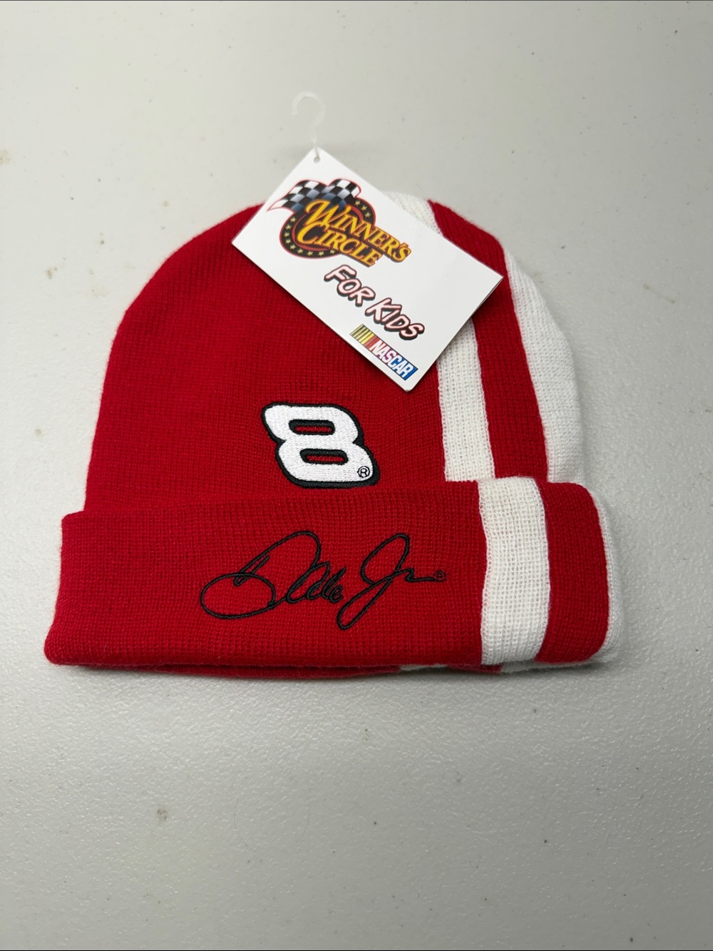 Kids Red and White NASCAR Beanie - Dale Jr.. NWT